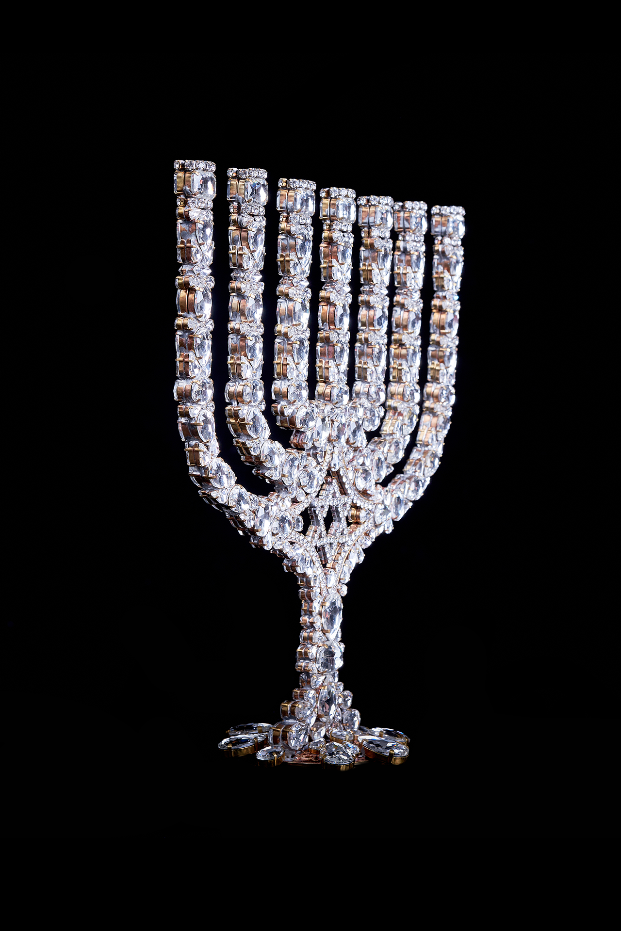 Double-sided menorah from crystal  rhinestones