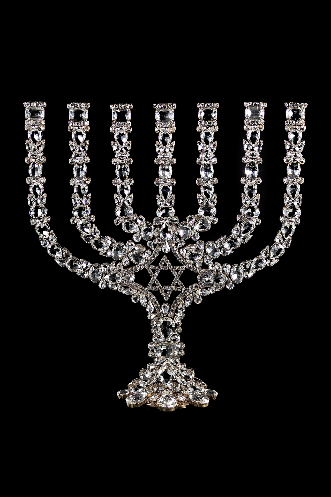 Double-sided menorah from crystal  rhinestones