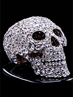 Captivating skull made of clear rhinestones