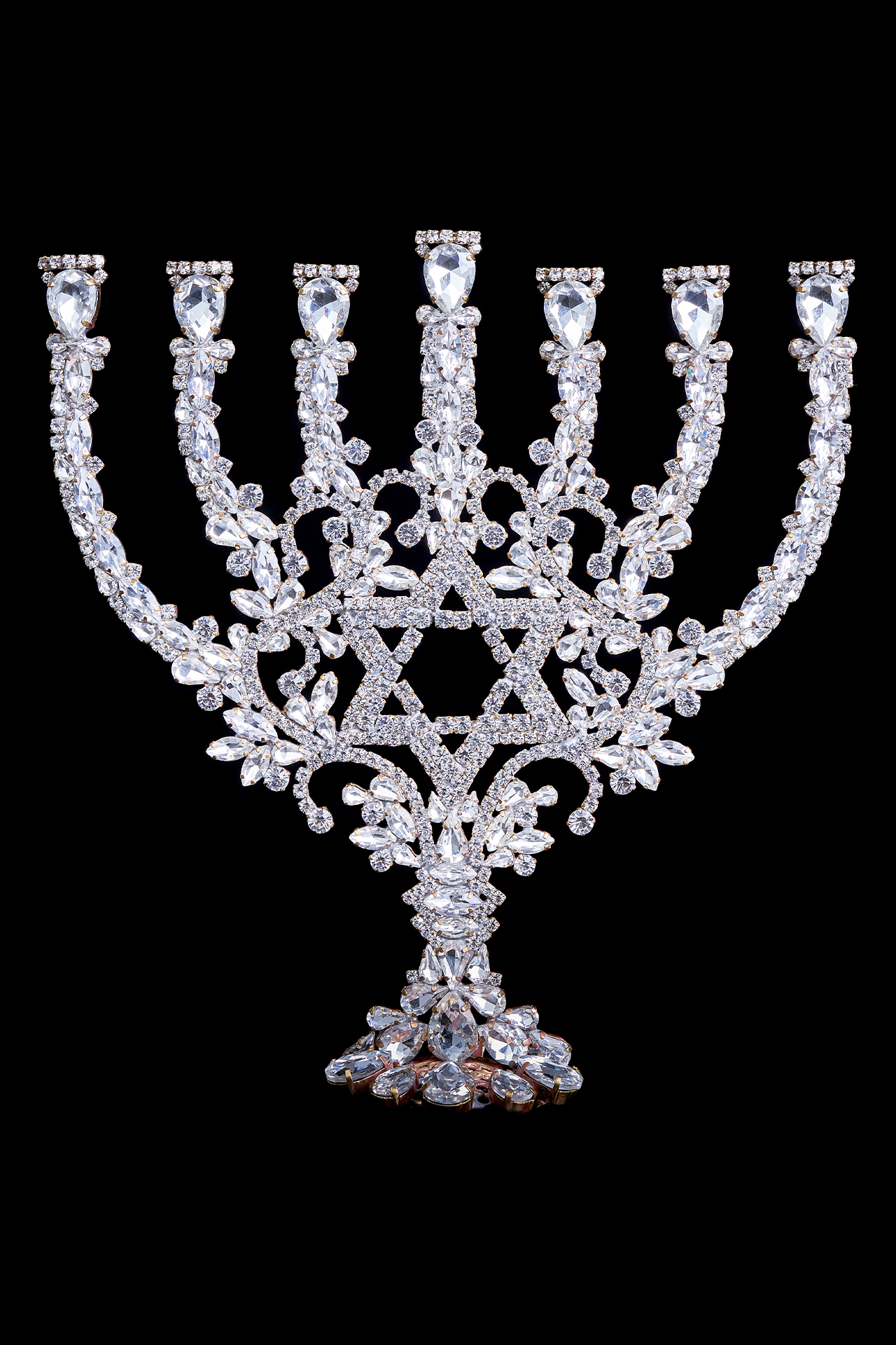 Double-sided menorah from crystal  rhinestones