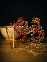 Radiant Rhinestone Dragon (red-gold)