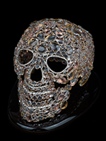 Bedazzled skull made of clear rhinestones