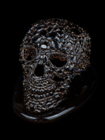 Black rhinestone skull with fine gemstone-inspired detailing