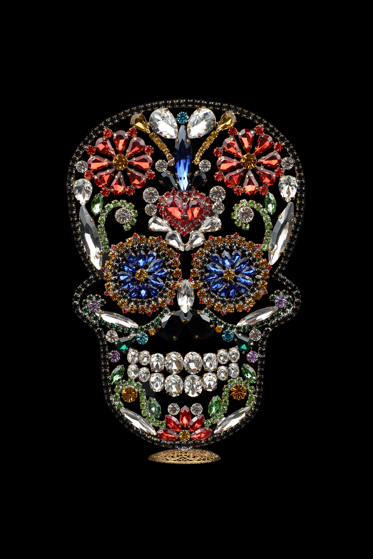 Rhinestone Jeweled Skull - Día de los Muertos Decor Día de los Muertos jeweled skull with colorful rhinestones