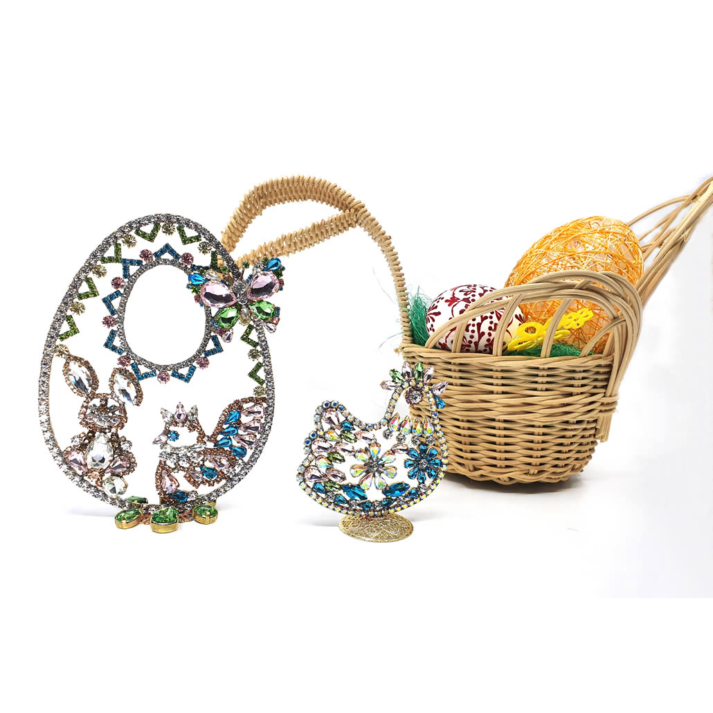Luxury Czech Jewelry - Set Spectacular Easter Egg and Easter Hen