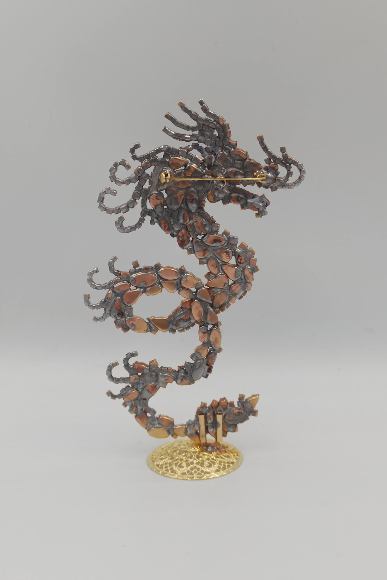 Artistic Badge: Chinese Dragon Brooch from yellow rhinestones