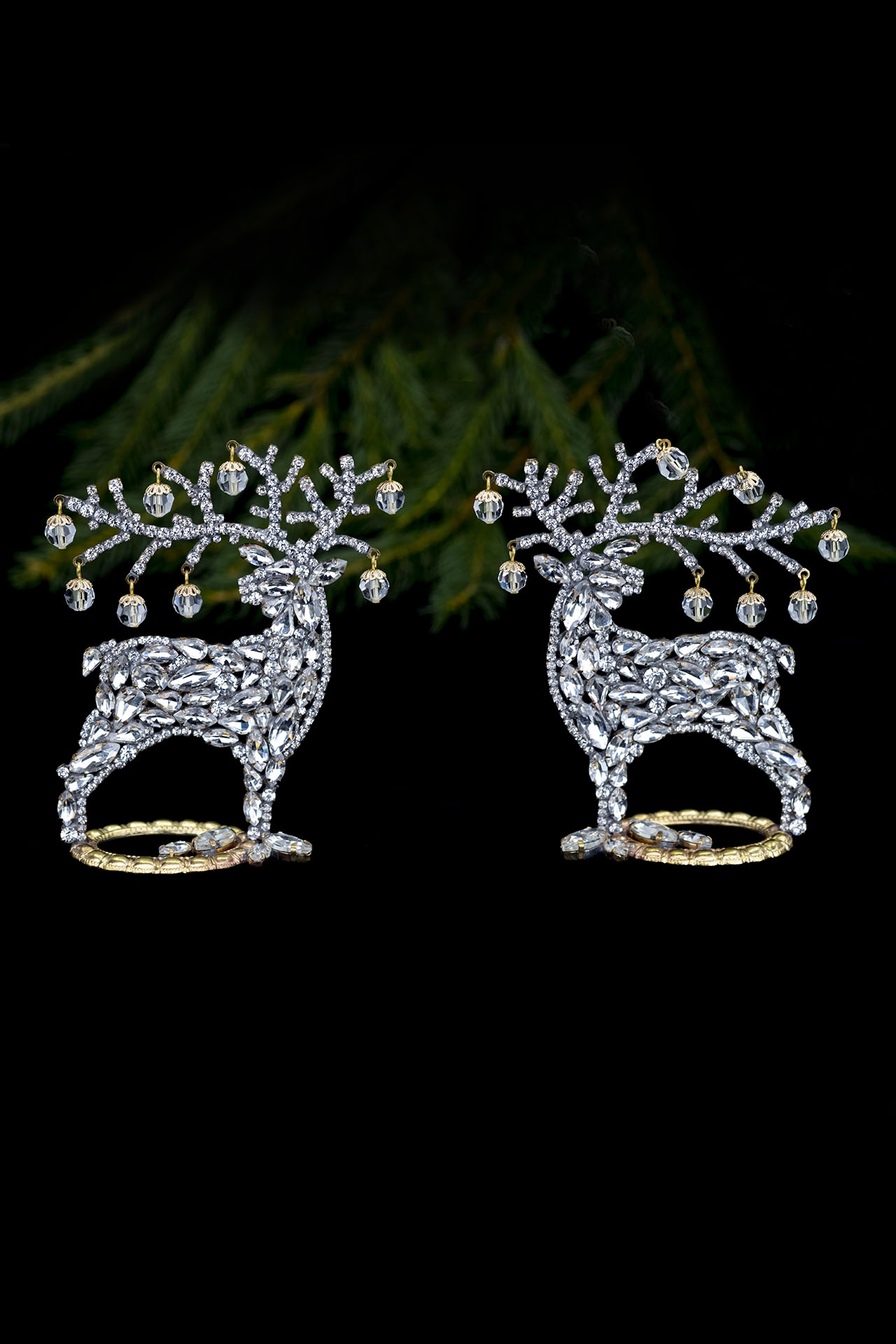 Christmas decoration - table top Reindeers with clear rhinestones