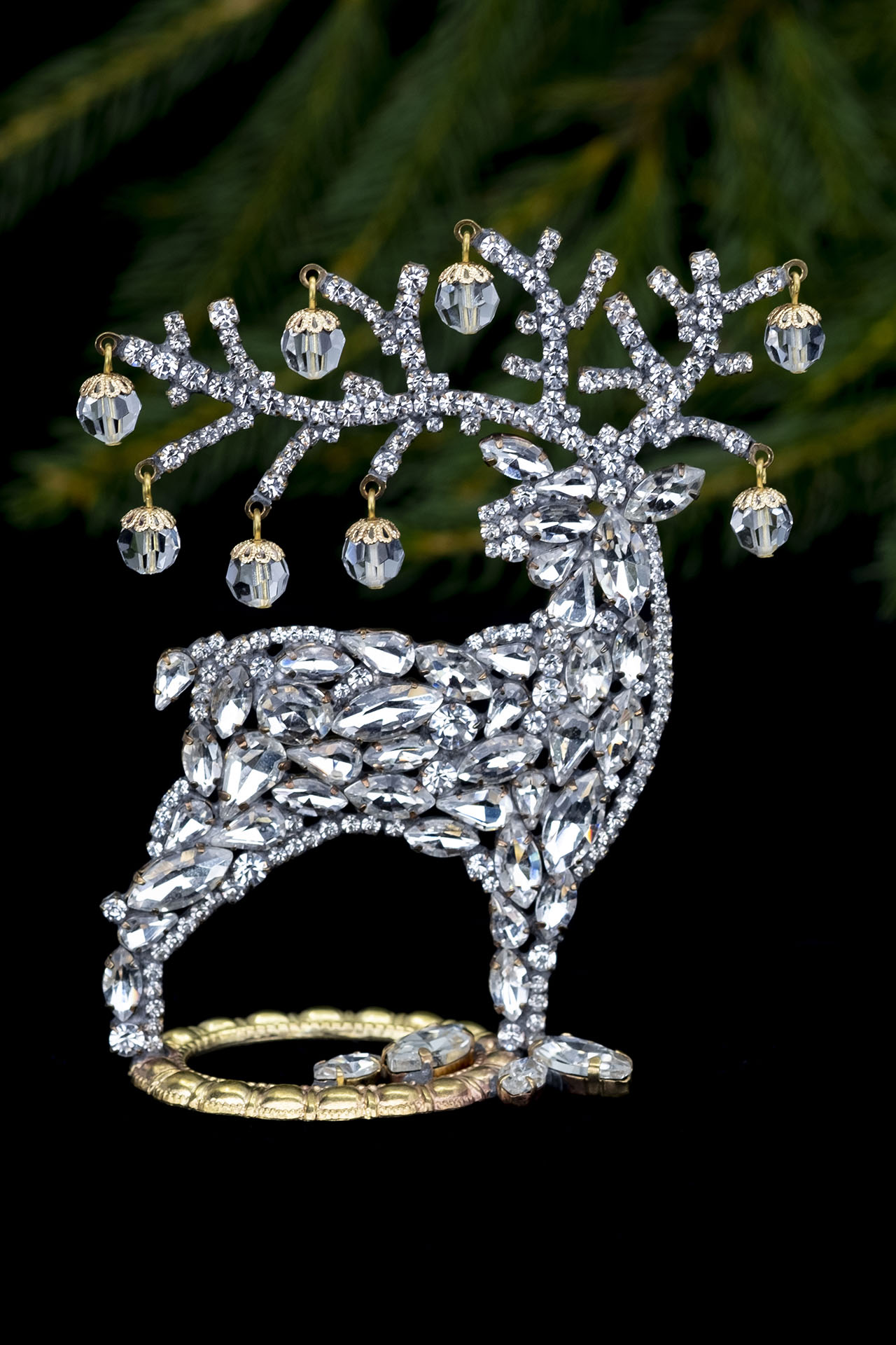 Christmas decoration - table top Reindeer with clear rhinestones