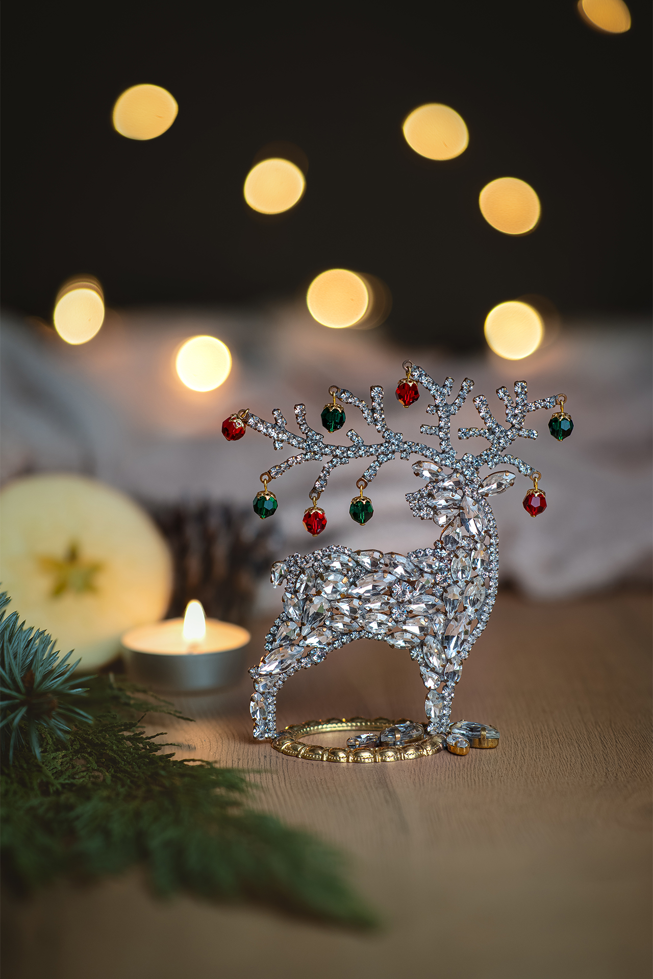 Decorating for Christmas - Reindeer with coloured rhinestones