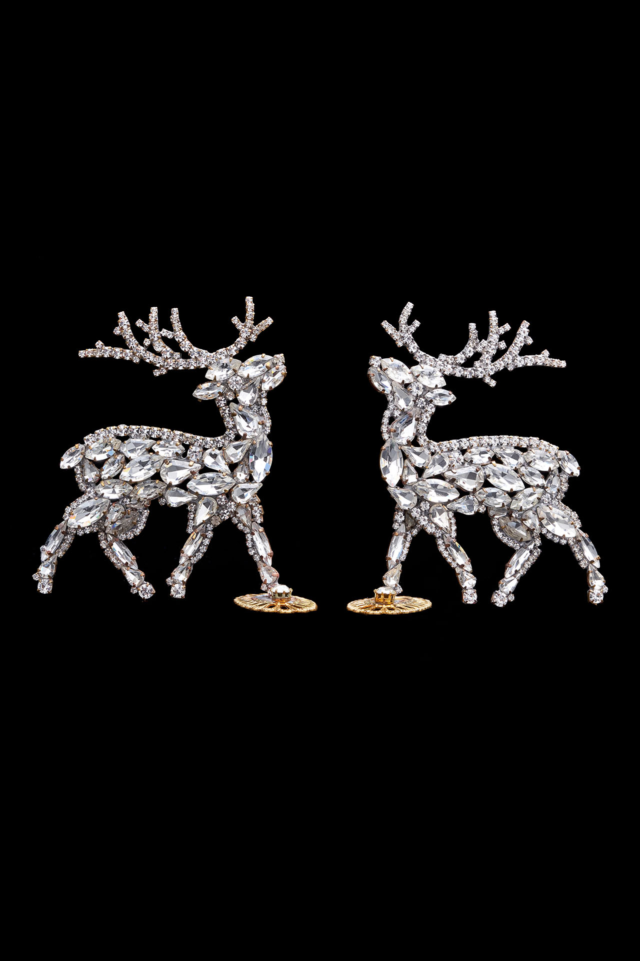 Dashing reindeers - christmas decoration with clear rhinestones 