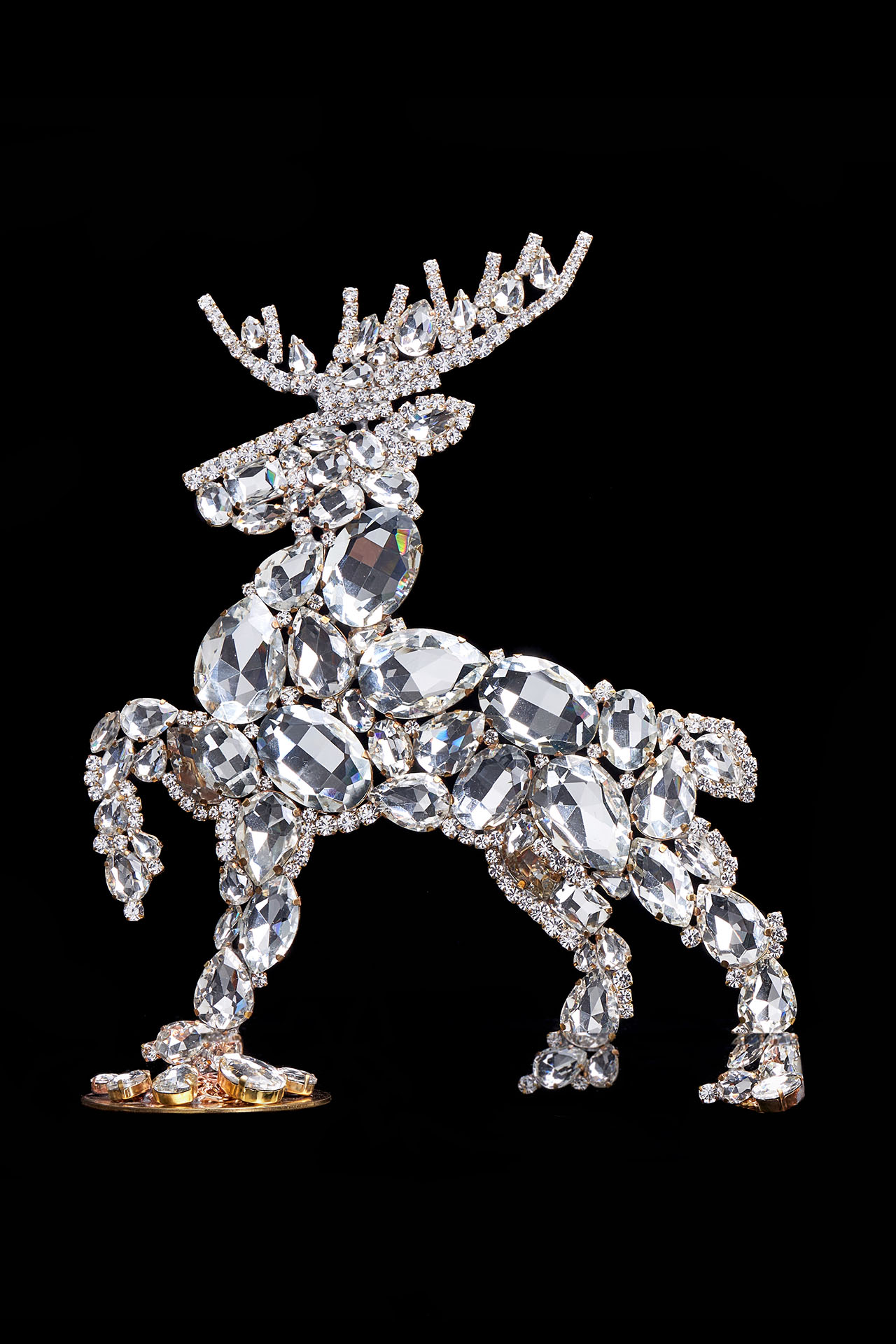 Santa´s reindeer with clear rhinestones - christmas decoration