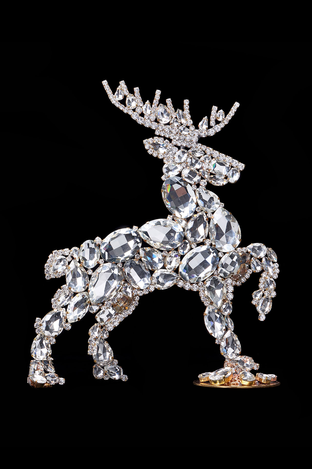 Santa´s reindeer with clear rhinestones - christmas decoration
