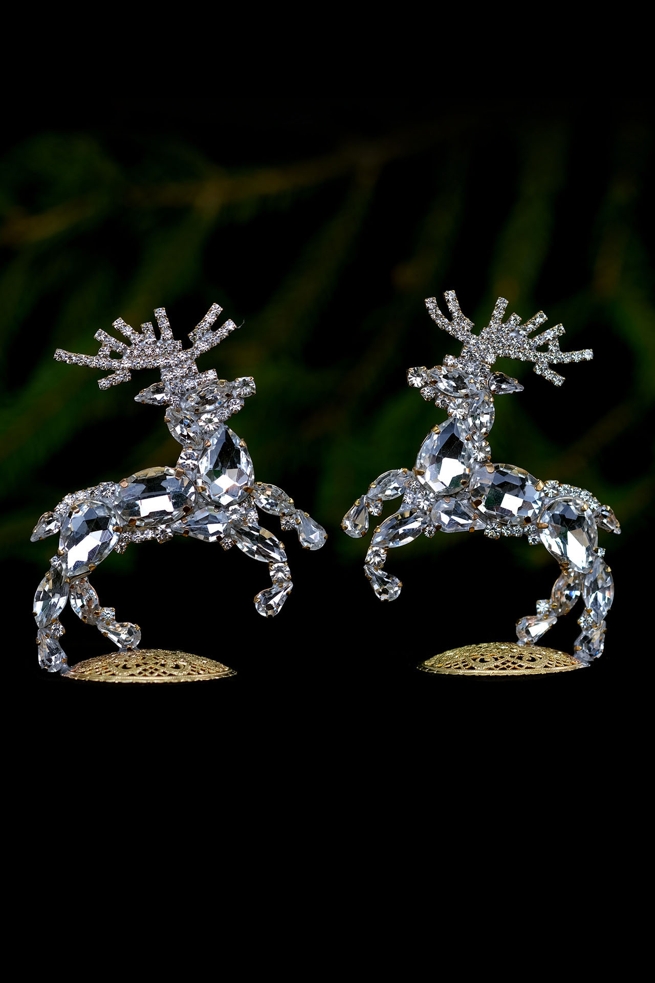 Xmas  Reindeers-christmas decoration - clear rhinestones