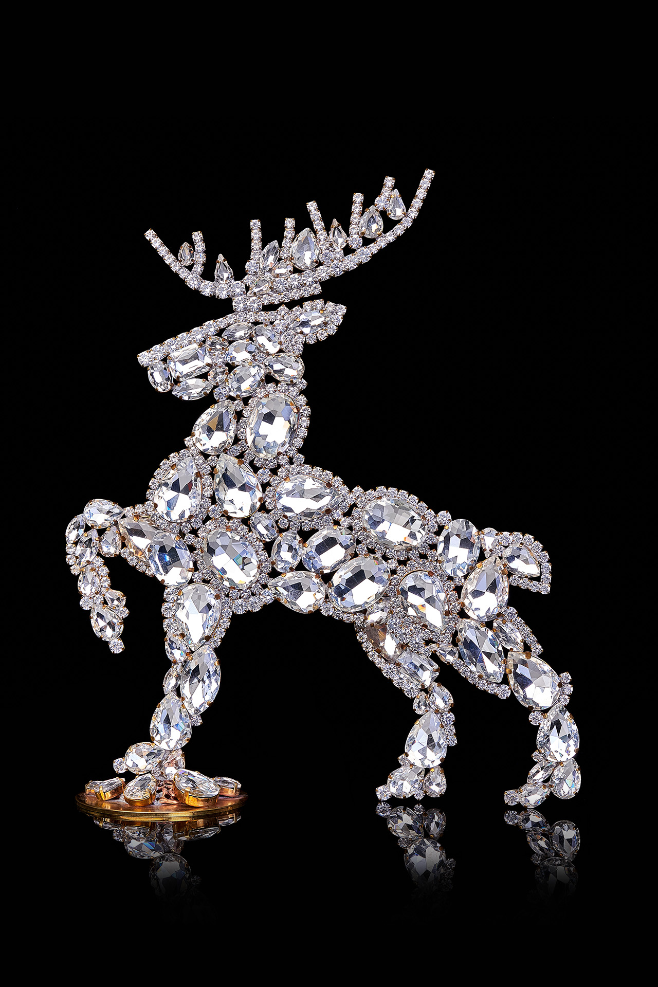 Santa´s reindeer with clear rhinestones - christmas decoration