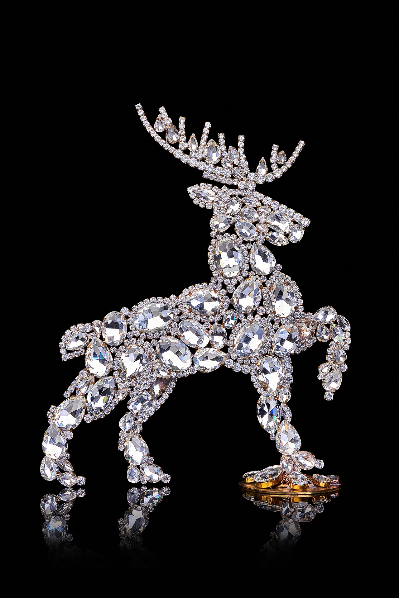 Santa´s reindeer with clear rhinestones - christmas decoration