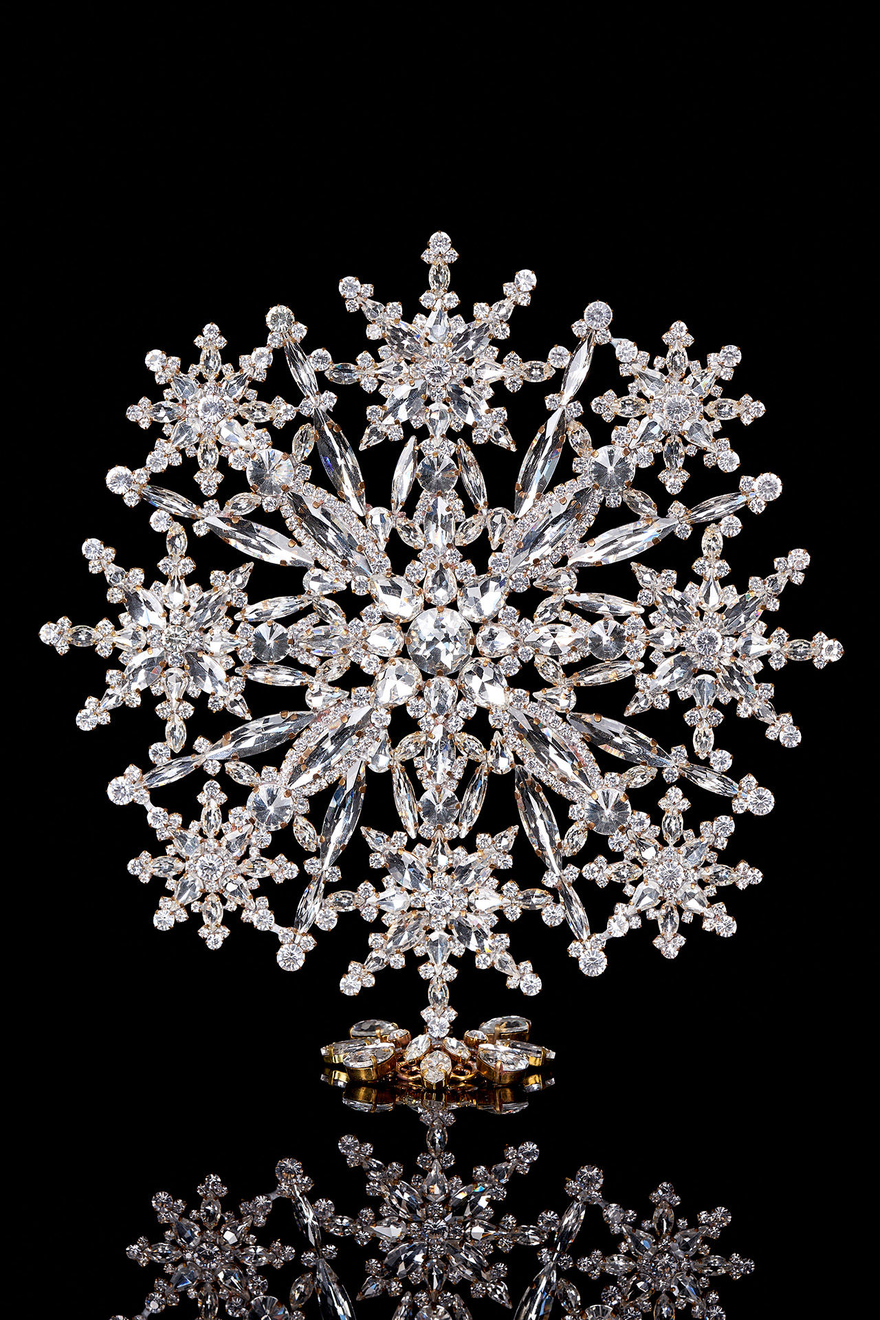 Handcrafted Christmas  decoration snowflake from rhinestones