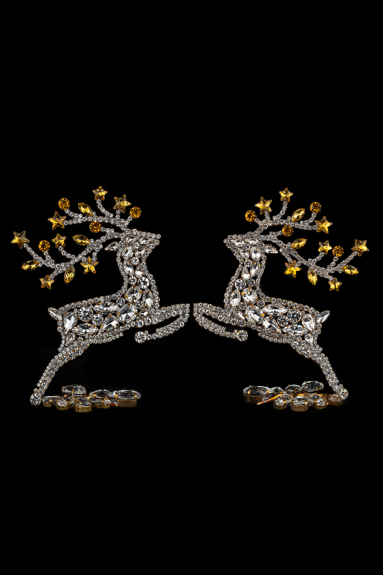 Rhinestone reindeer set for tabletop christmas decoration