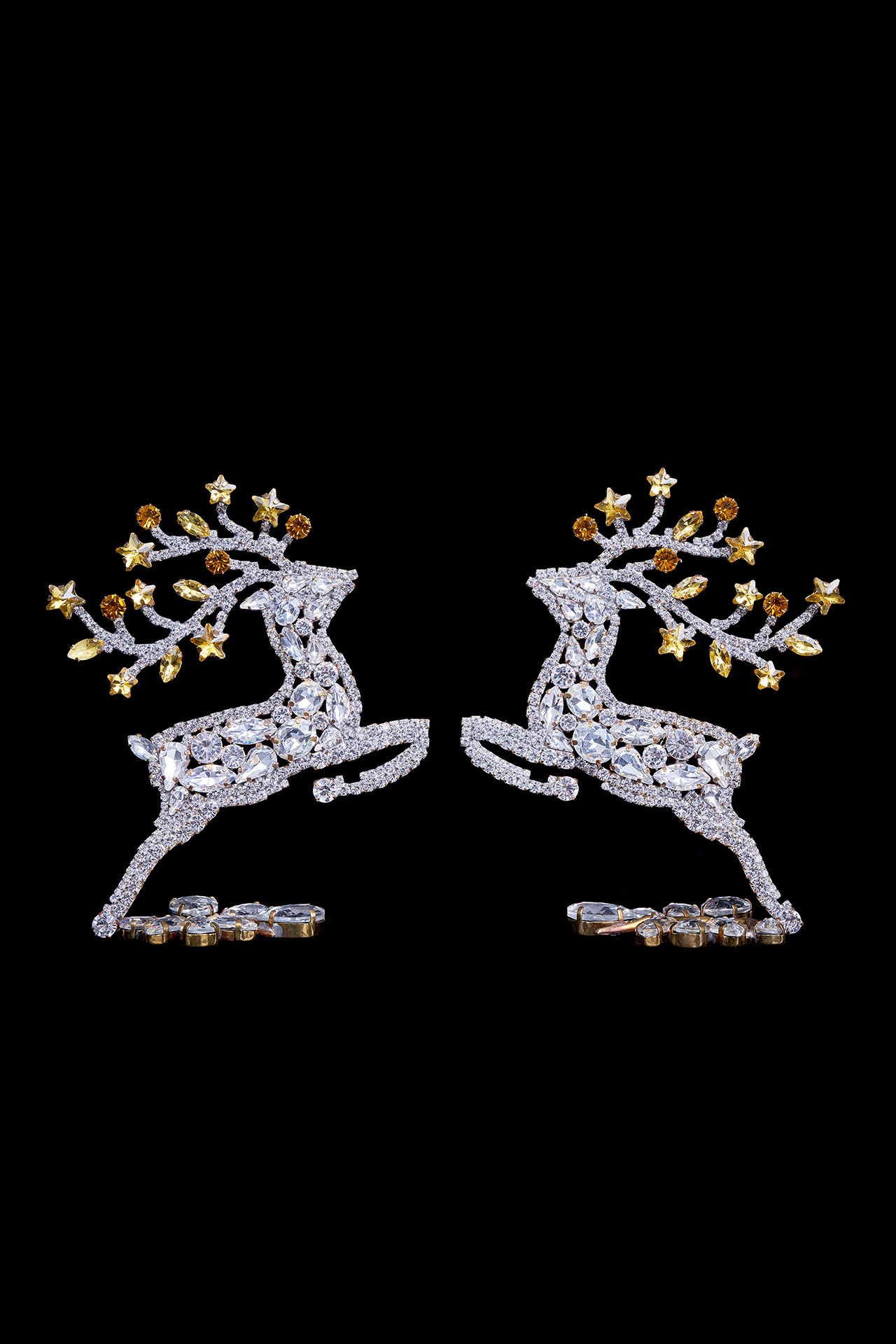 Rhinestone reindeer set for tabletop christmas decoration
