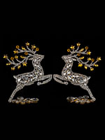prancing reindeers set yellow