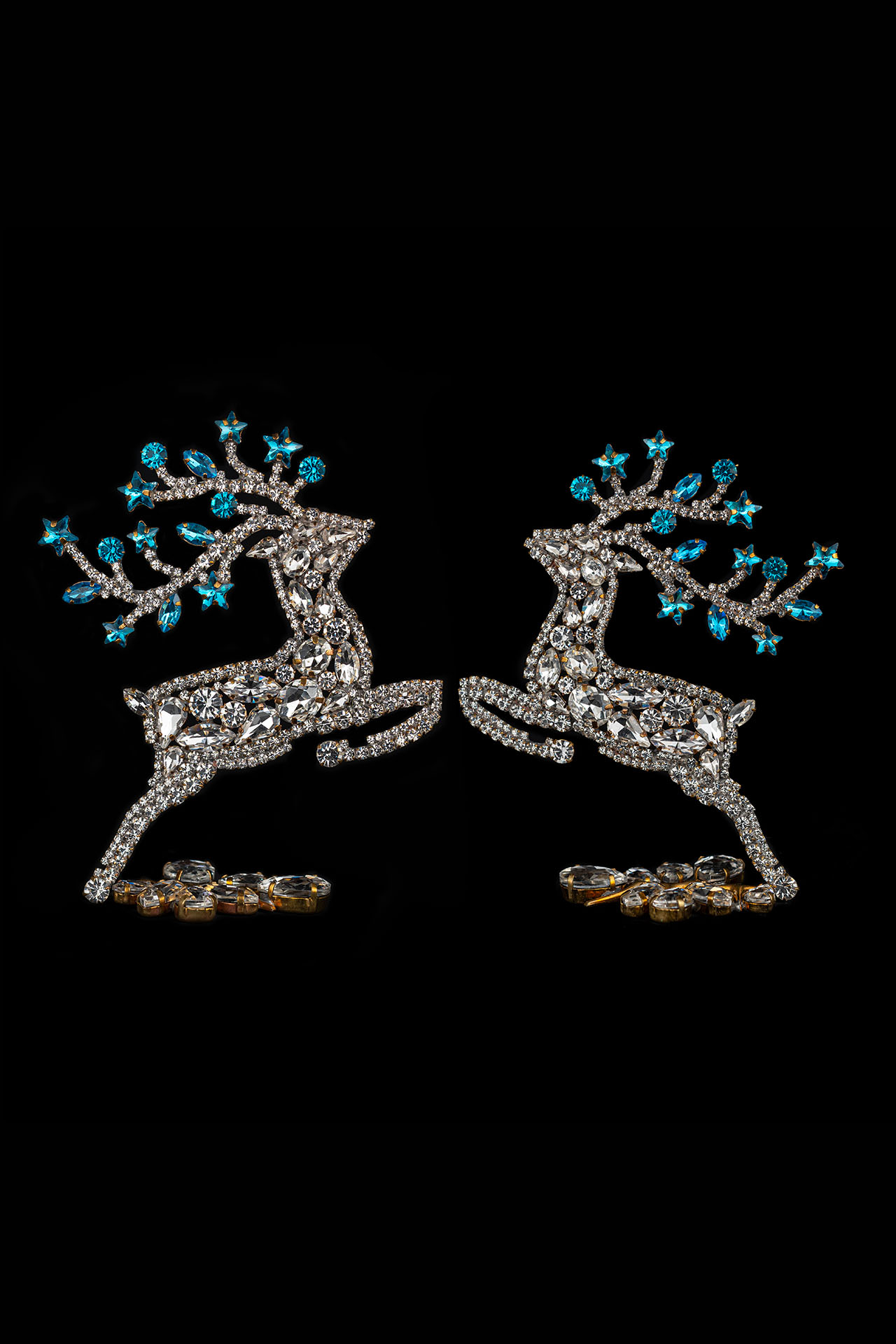 Rhinestone reindeer set for tabletop christmas decoration