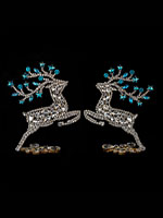 prancing reindeers set blue