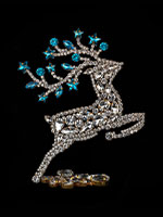 prancing reindeer blue colours facing right