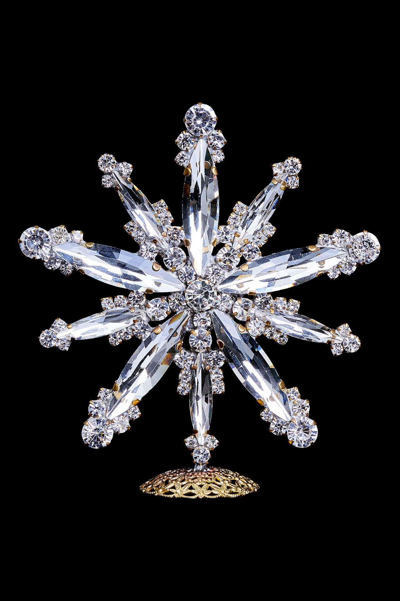 Handmade Czech rhinestone Christmas star from clear rhinestones