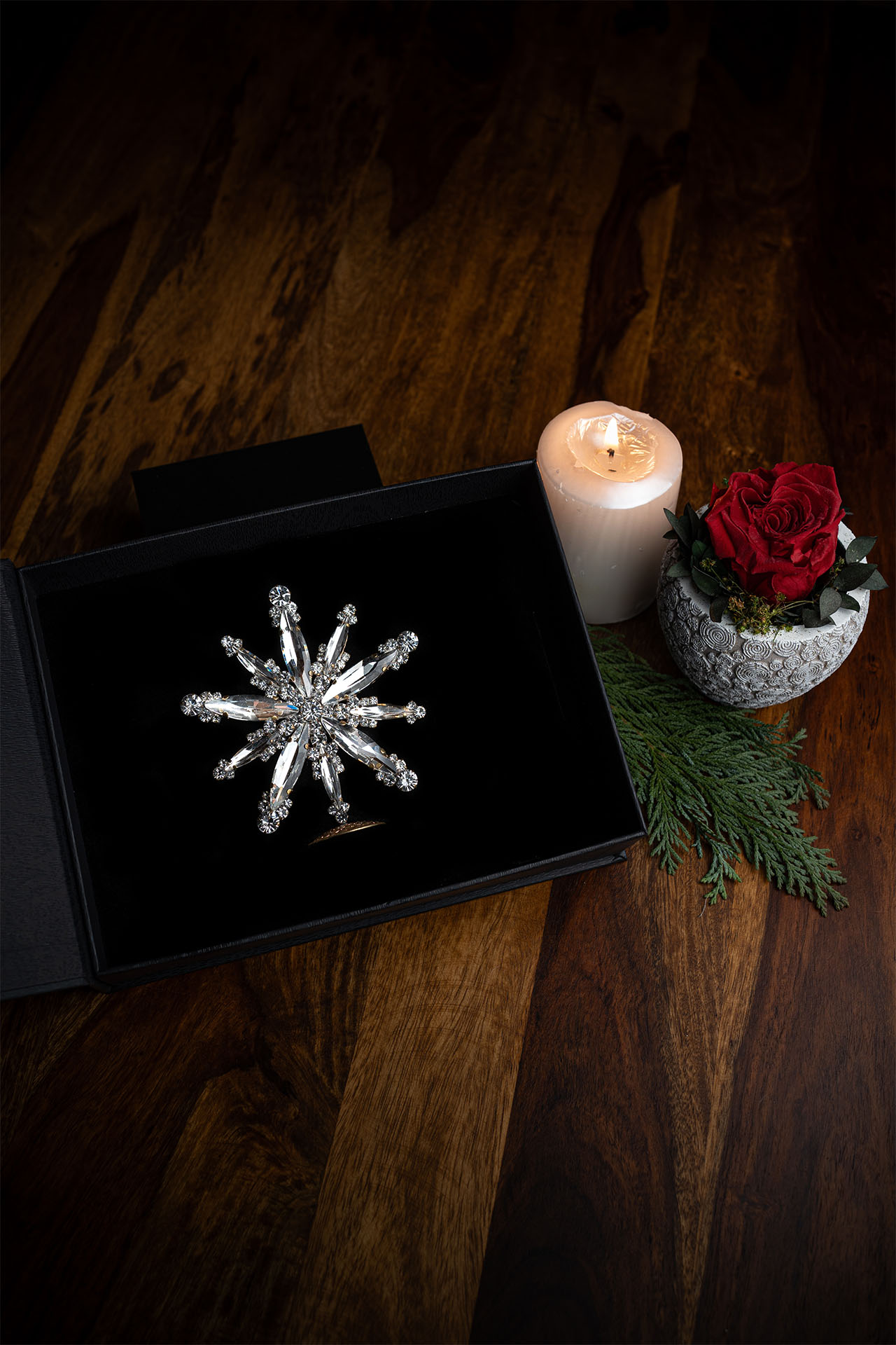 Handmade Czech rhinestone Christmas star from clear rhinestones