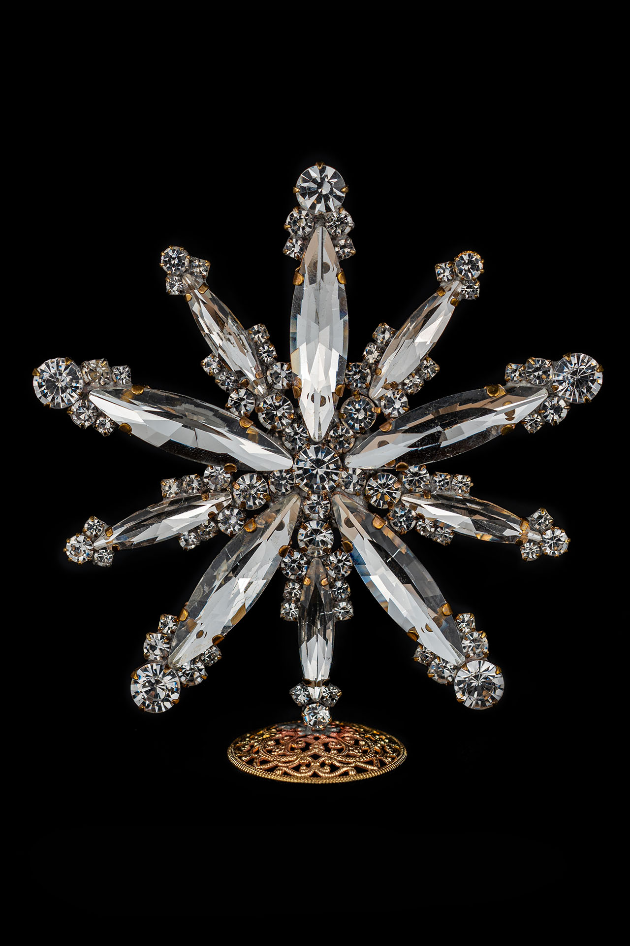 Handmade Czech rhinestone Christmas star from clear rhinestones