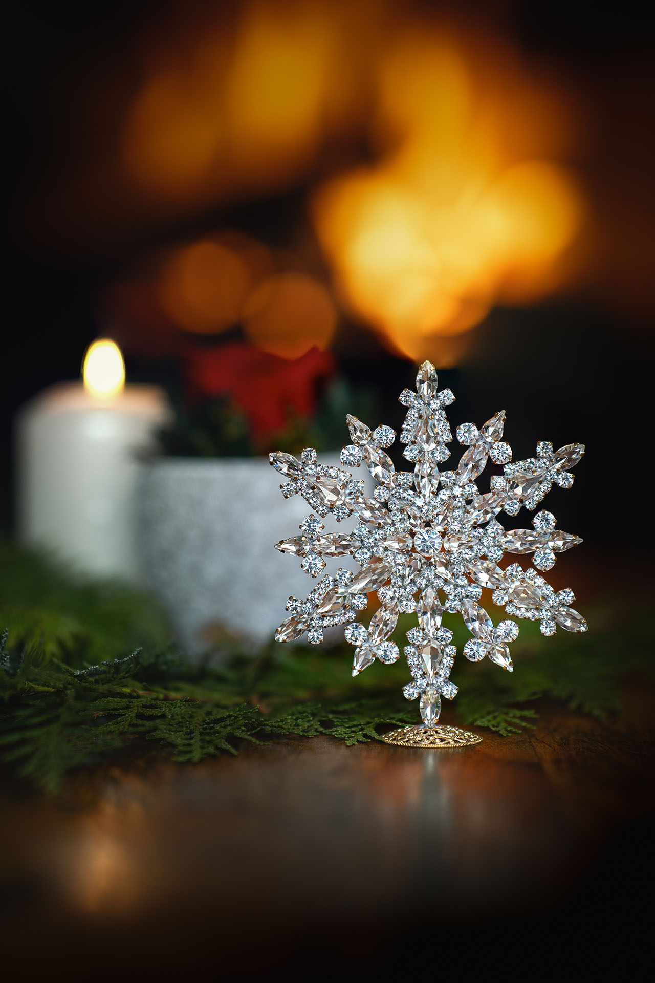 Czech rhinestone Christmas star handmade from clear rhinestones