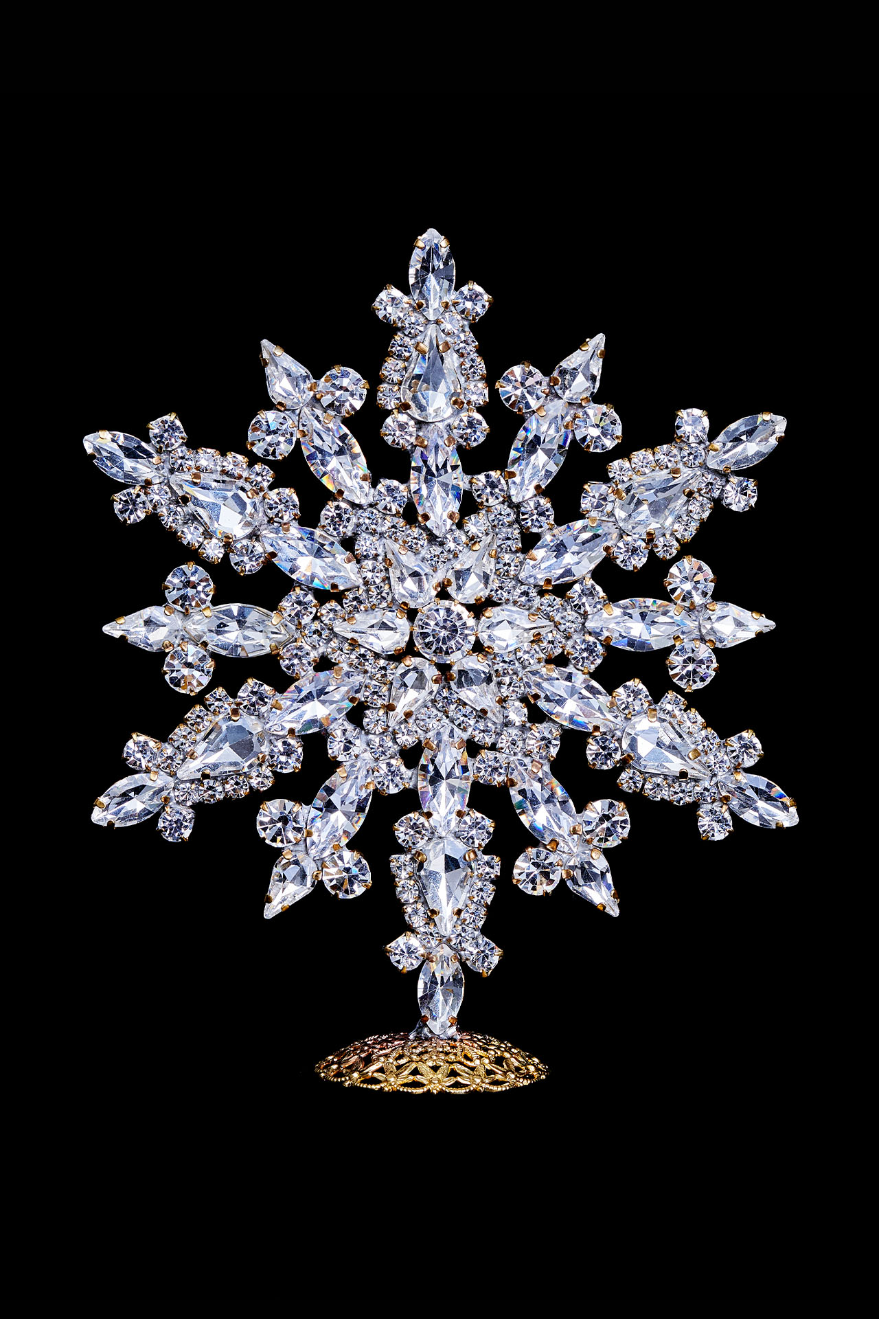 Czech rhinestone Christmas star handmade from clear rhinestones