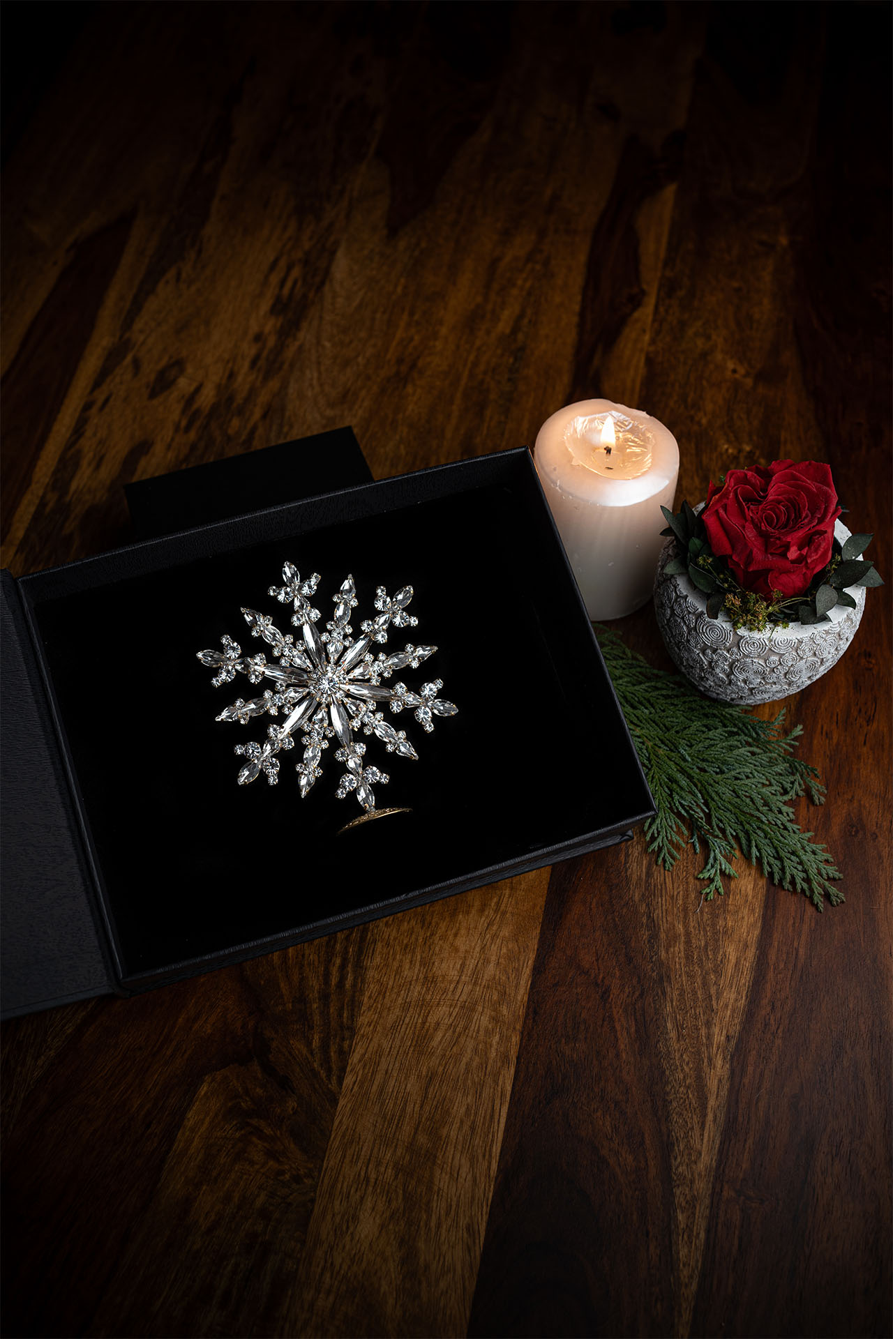 Handmade rhinestone Christmas star from clear rhinestones