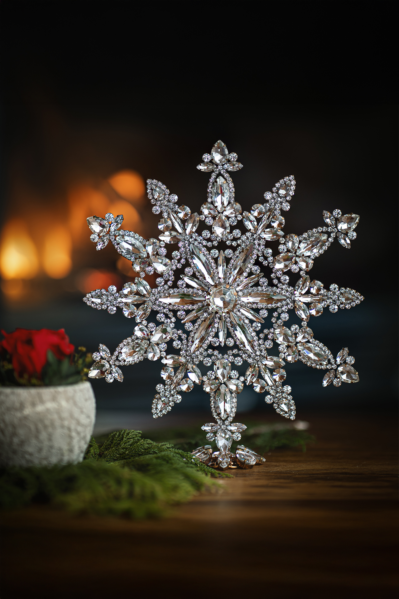 Handmade Czech rhinestone snowflake ornamets