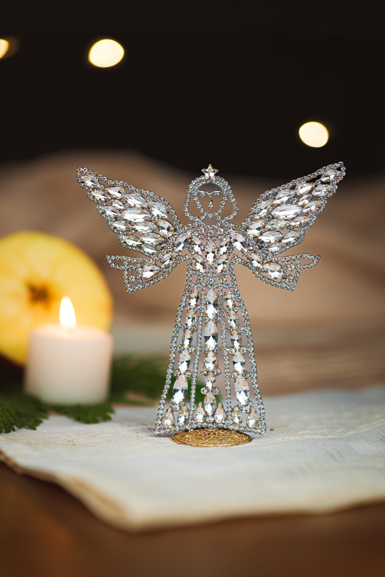 Rhinestone angel decorative figurine with crystal sparkle