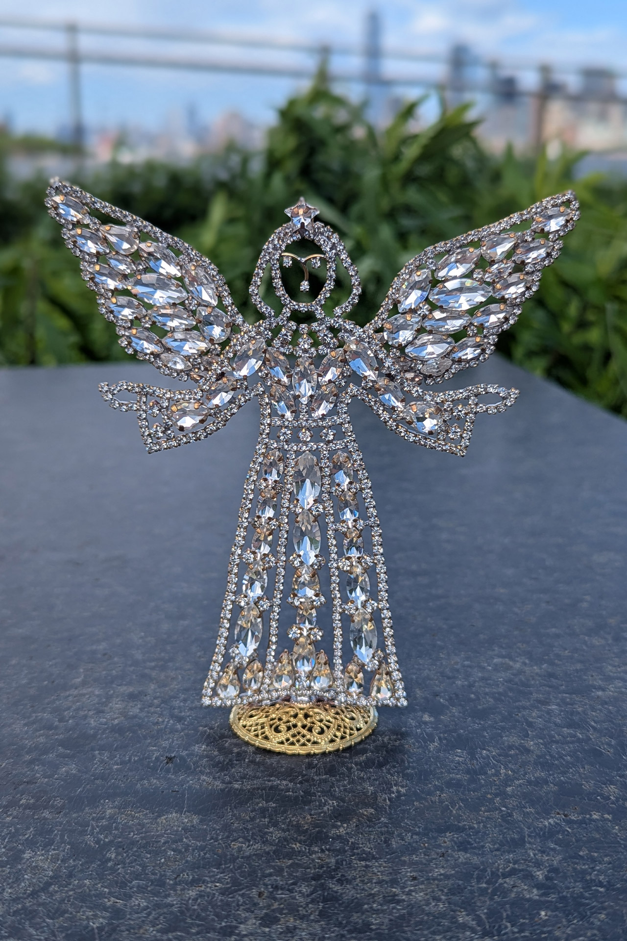 Rhinestone angel decorative figurine with crystal sparkle