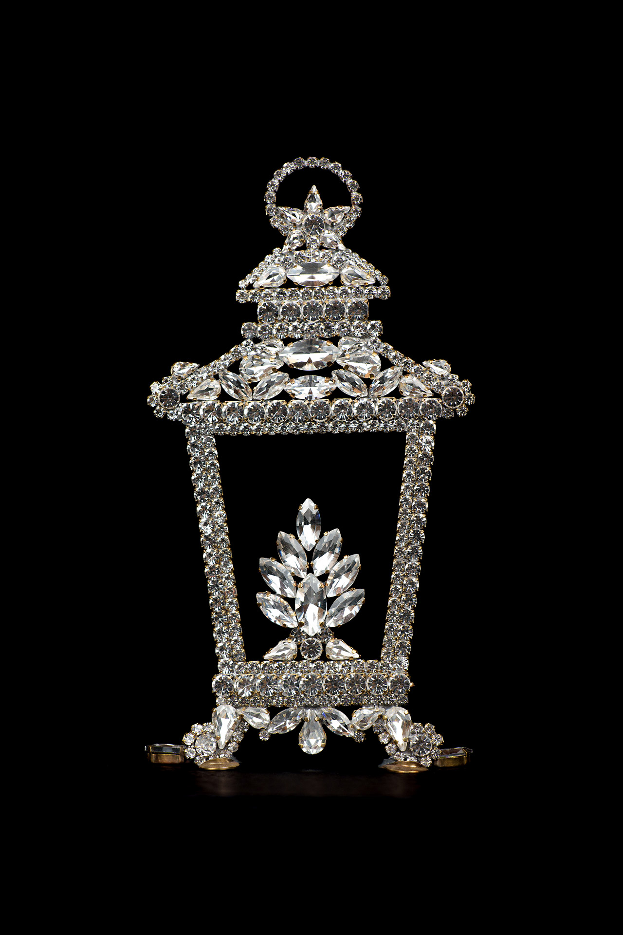 Rhinestone Medium Christmas Lantern (Clear) - Bethlehem Light Medium light up Christmas lantern with clear rhinestones