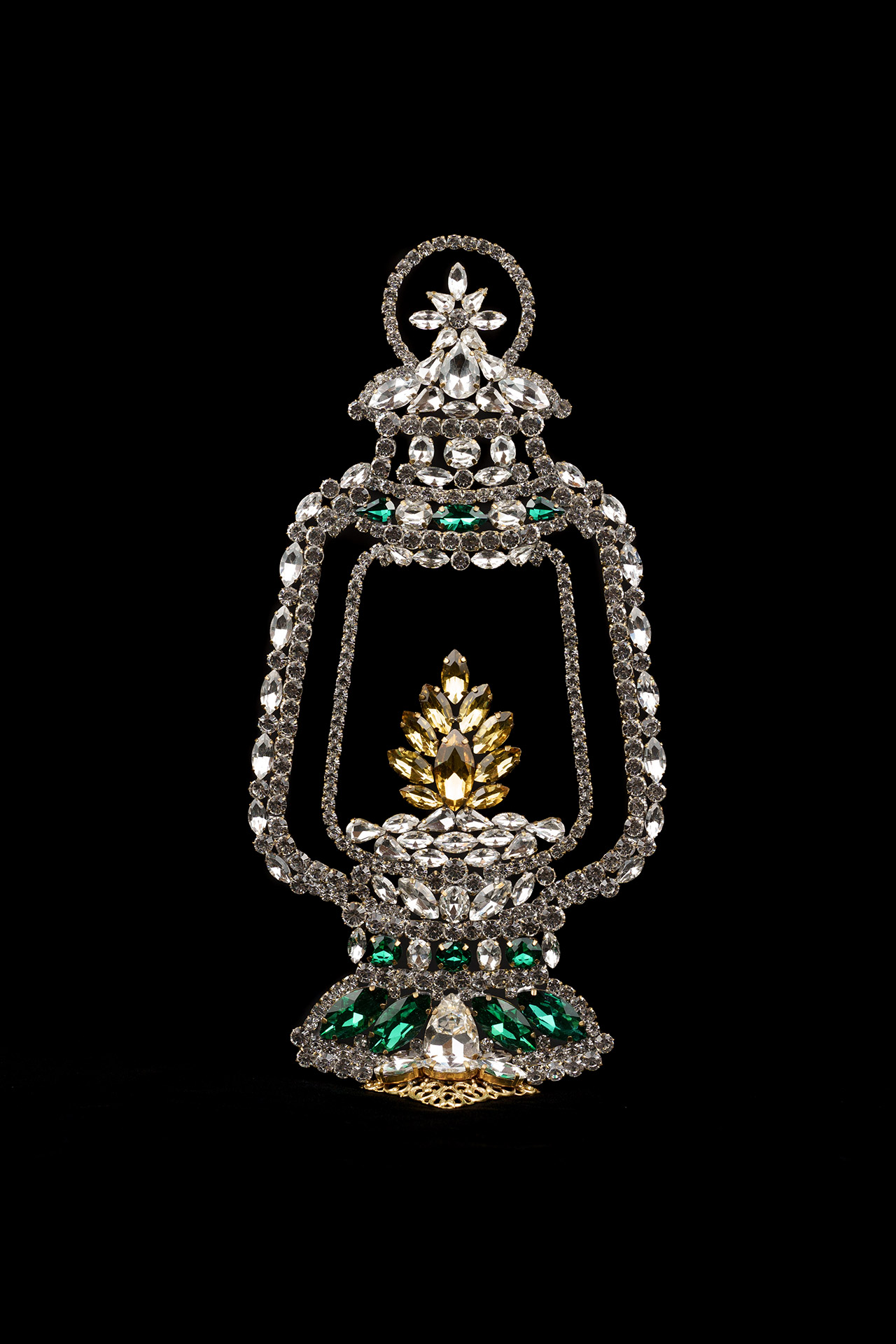 Light up Christmas lantern with rhinestone crystals