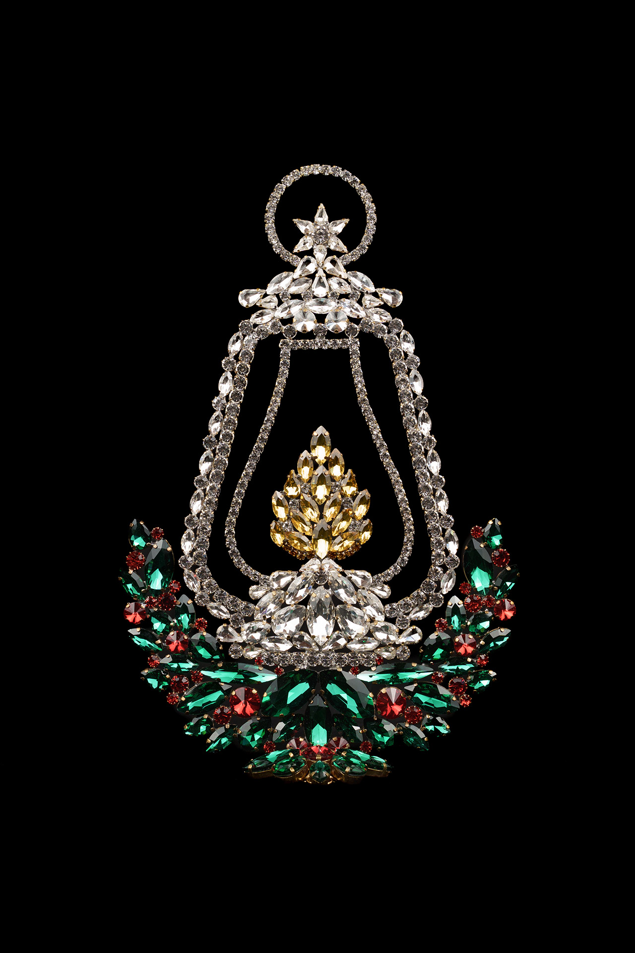 Rhinestone Large Christmas Lantern with Evergreen Base Large light up Christmas lantern with an evergreen base