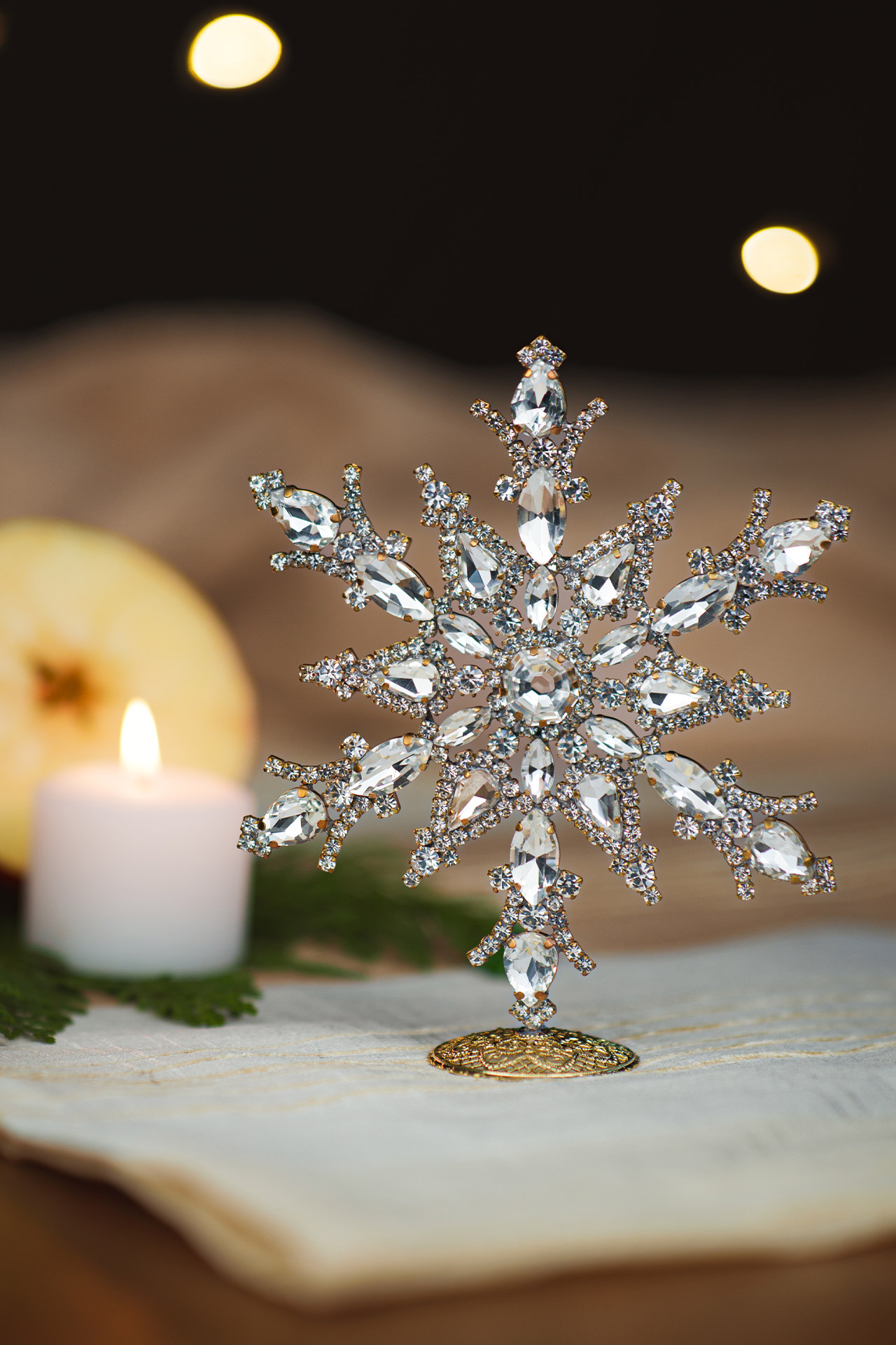 Rhinestone Snowflake Decoration Clear rhinestone snowflake decoration with crystal magic sparkle