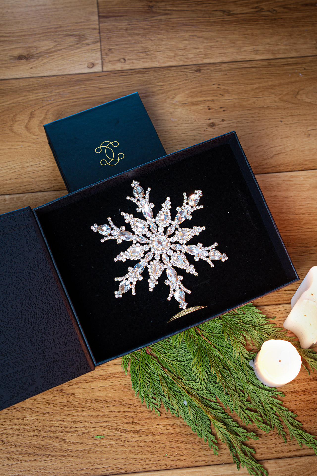 Rhinestone Snowflake Decoration Clear rhinestone snowflake decoration with crystal magic sparkle