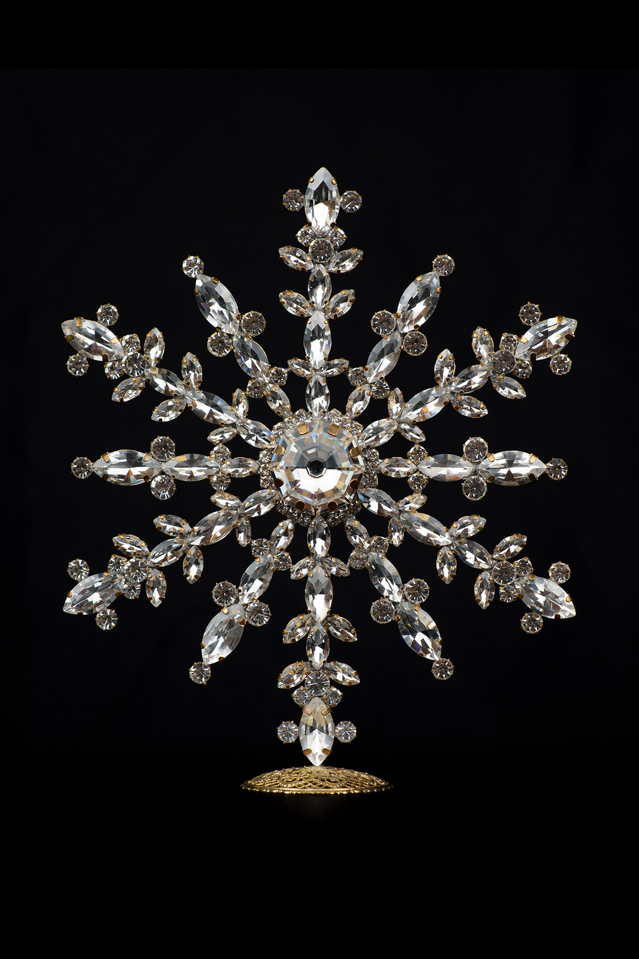 Sparkling crystal snowflake decoration with clear rhinestones