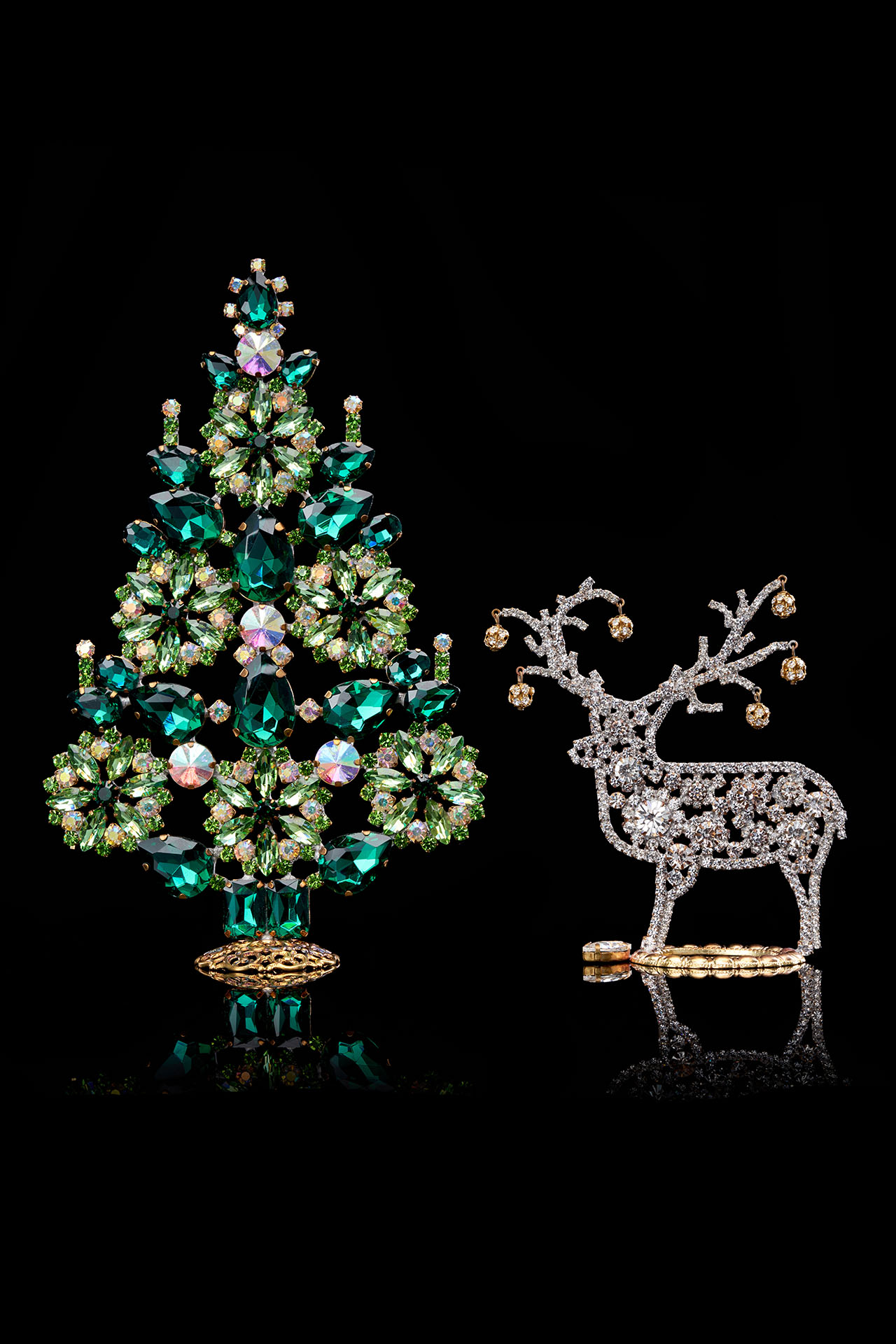 Handcrafted Festive Xmas tree and reindeer table top set