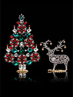 wonderous christmas tree festive colours and reindeer