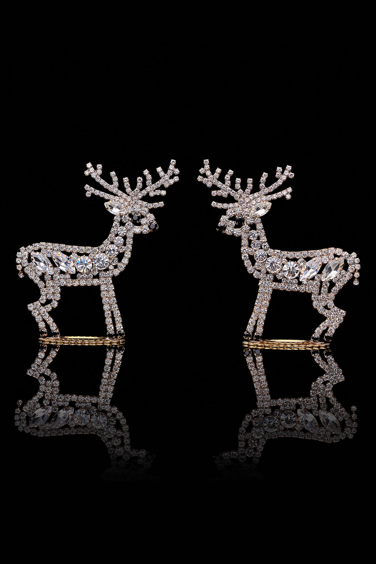 Twinkling reindeer set - handmade tabletop Christmas decoration