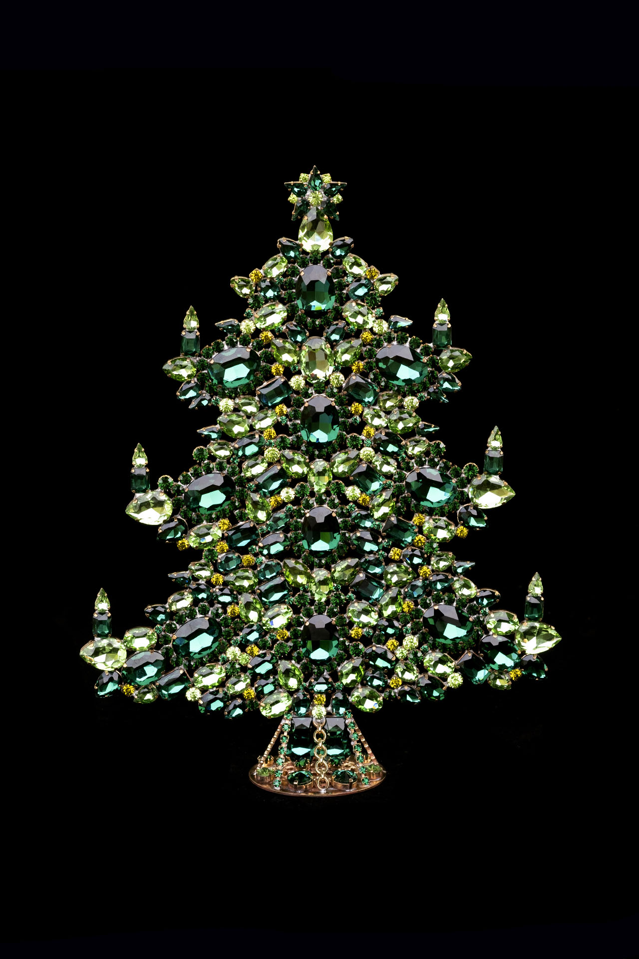 Handmade Christmas tree -  tabletop decoration with green rhinestones