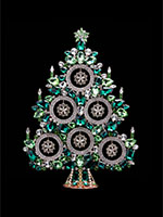 green christmas tree with clear snowflakes