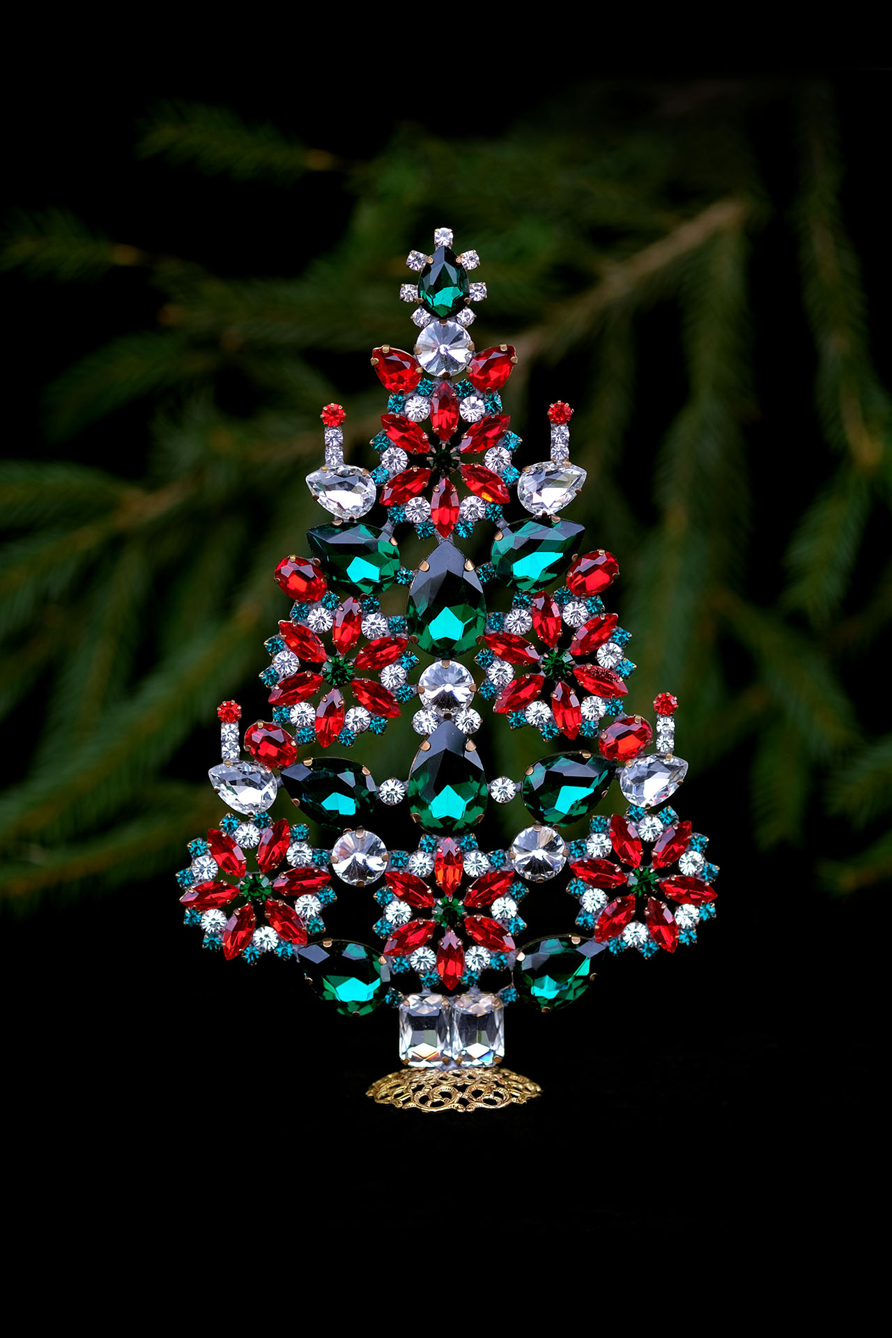 Handmade Christmas tree - with colored rhinestones