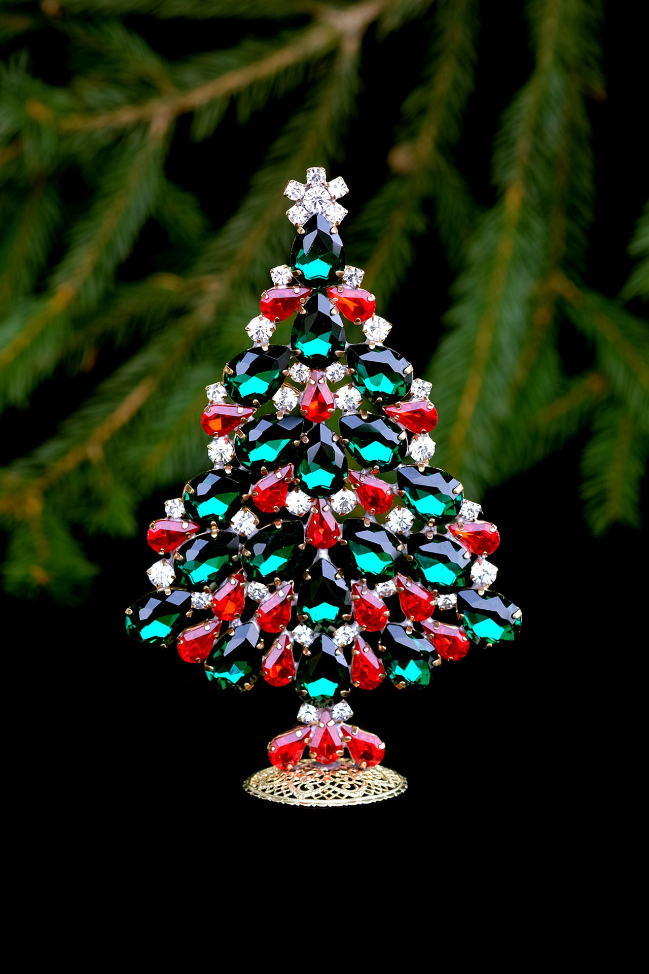 Crystal Xmas tree - handcrafted tabletop Christmas ornaments