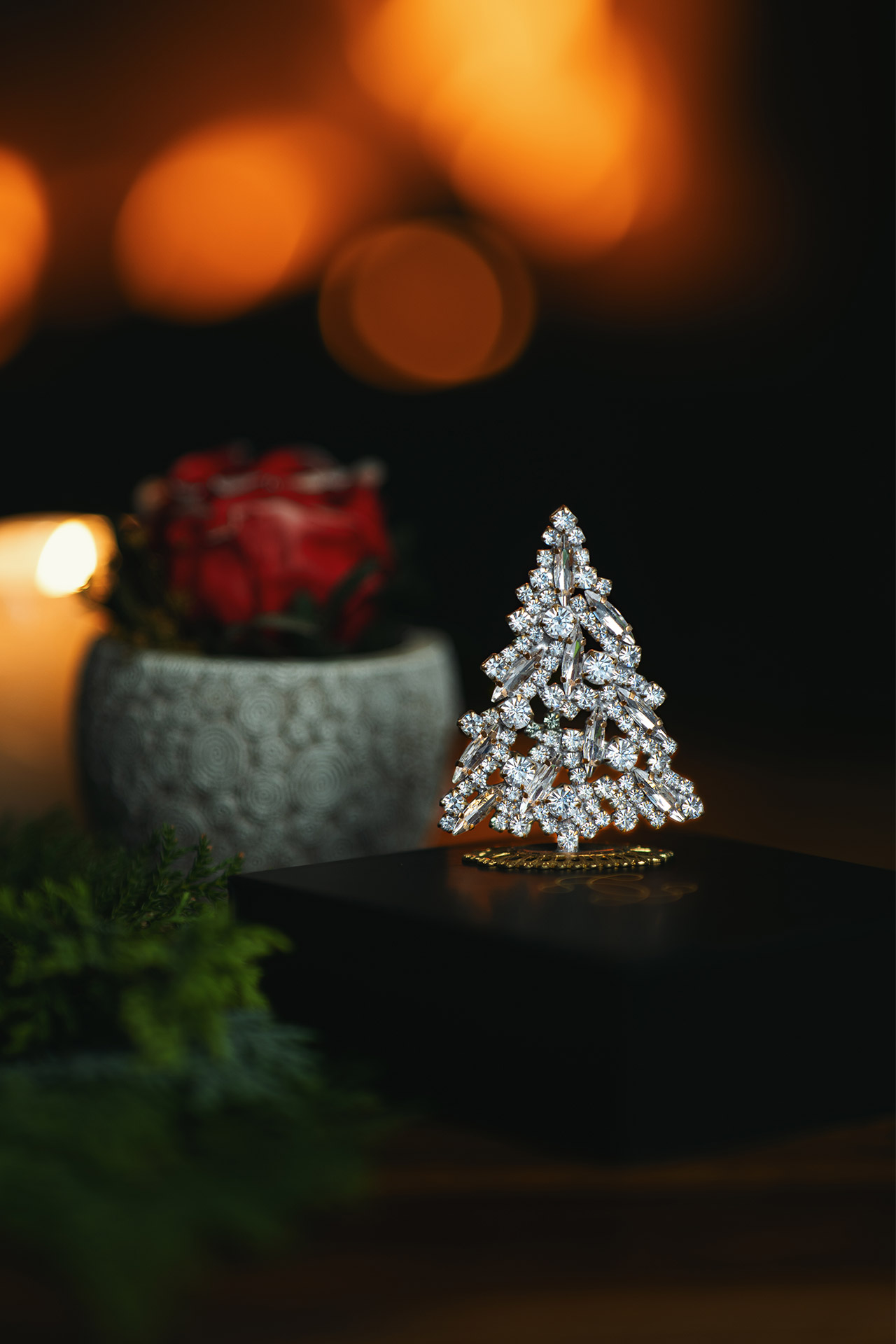 Magical table top, handcrafted vintage Christmas decoration
