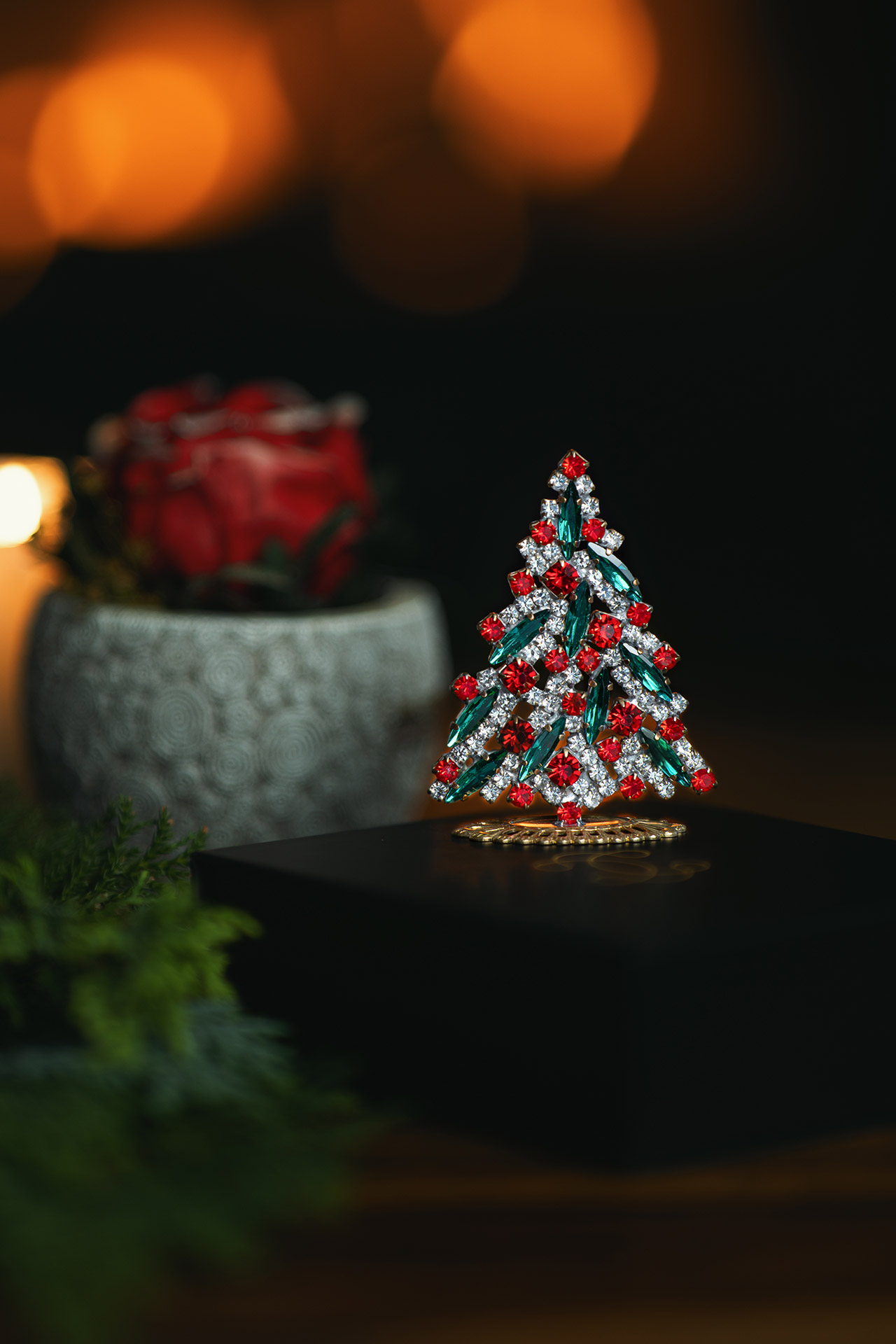 Magical table top, handcrafted vintage Christmas decoration